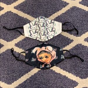 New 2 pack Bad Bunny handmade face mask